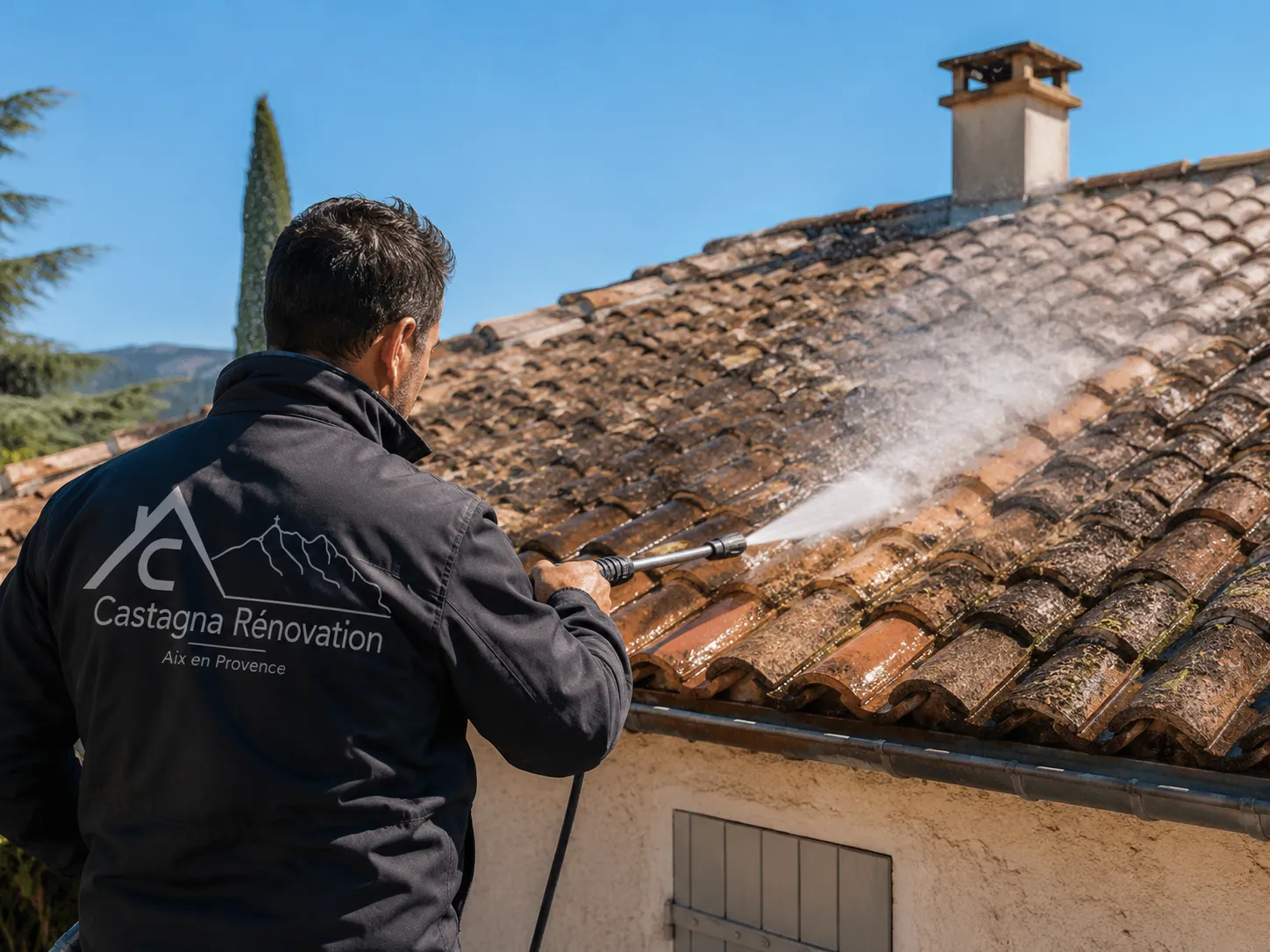 Nettoyage et démoussage de toiture par Castagna Rénovation à Aix-en-Provence