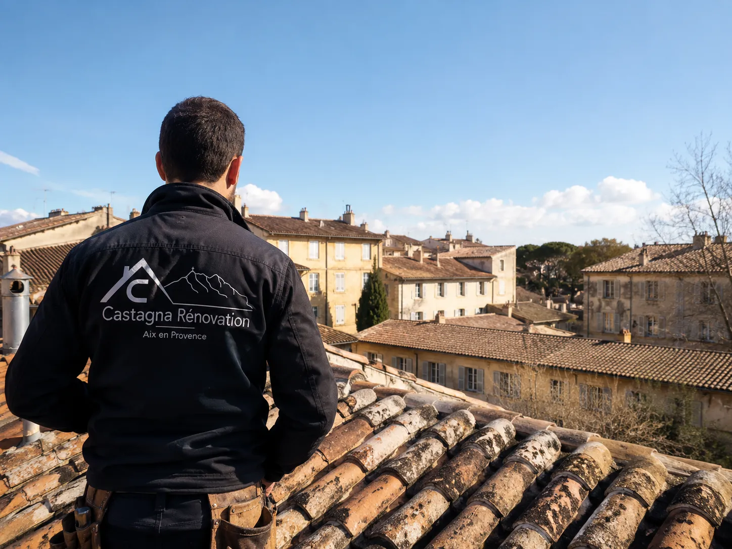 Chantier de rénovation de toiture complète par Castagna Rénovation à Aix-en-Provence